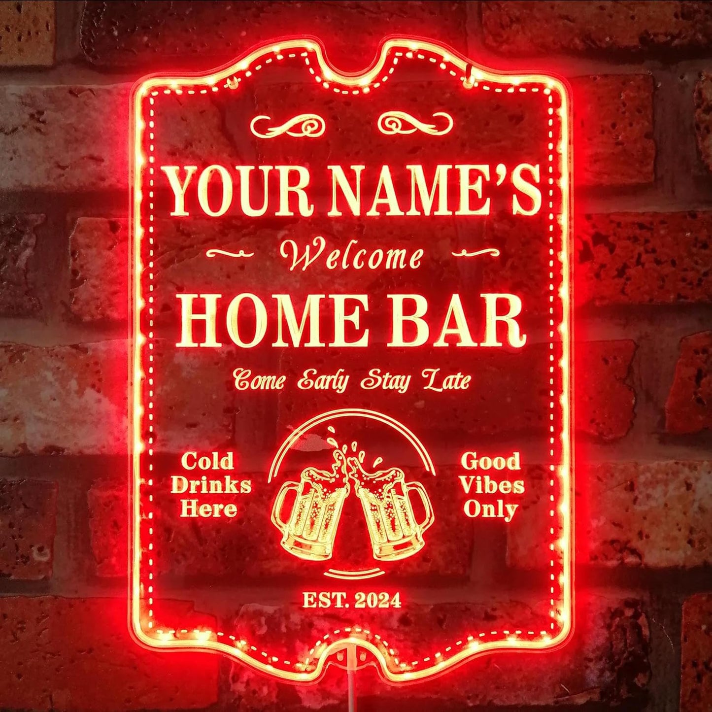 ADVPRO Personalized Your Name Home Bar RGB Dynamic Glam LED Sign - Cut-to-Edge Shape - Smart 3D Decoration - Multicolor Signage st06s32-fnd-p11c-tm-c