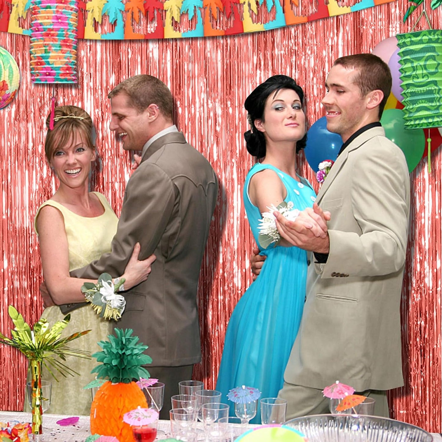 5 Pack Rose Gold Fringe Curtain Backdrop Birthday Bachelorette Party Decorations Metallic Tinsel Streamers Foil Backdrop Christmas Graduation Wedding New Year Party Decorations