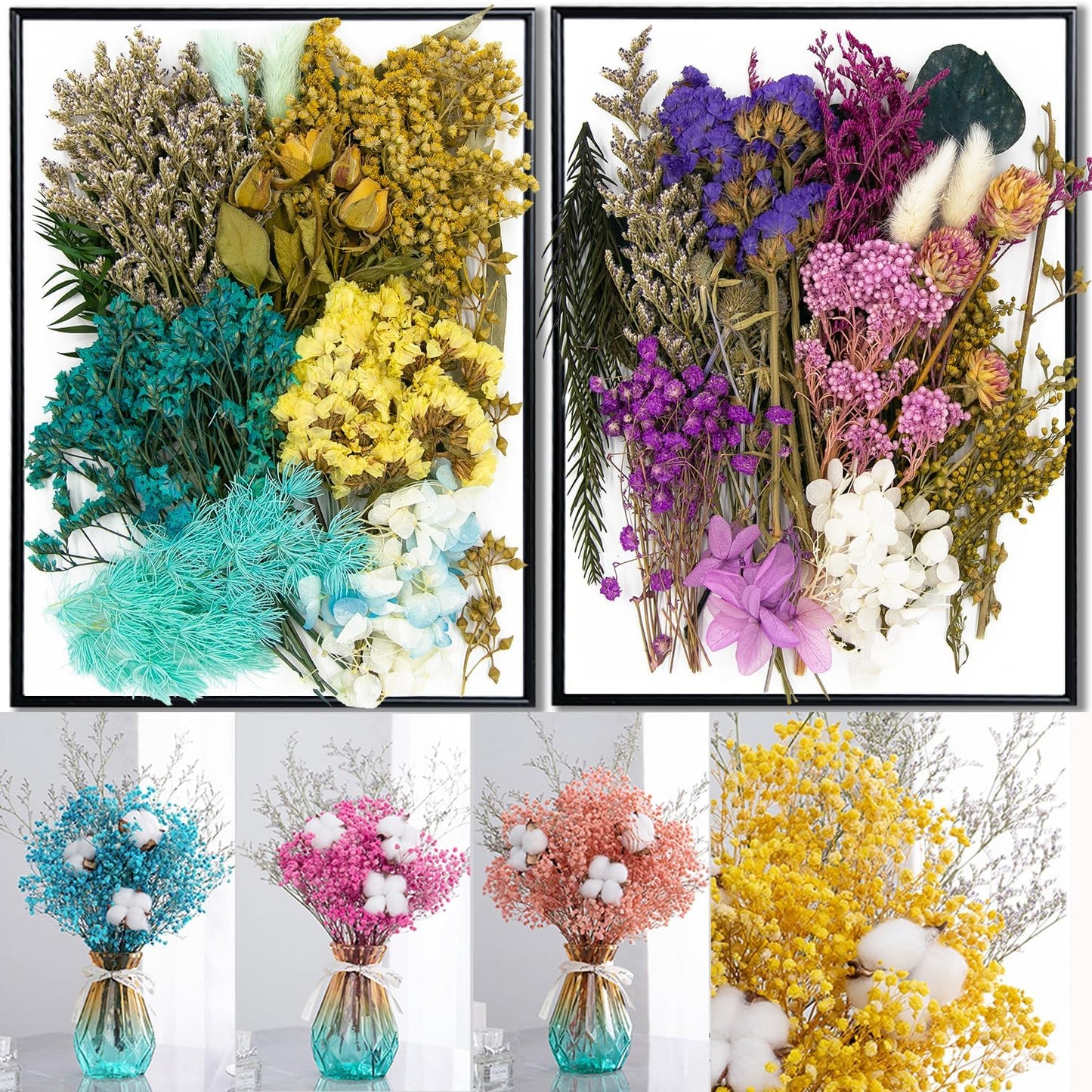 Vignee Real Dried Pressed Leaf Flowers-Multiple Colorful Pressed Flowers Daisies for Craft Resin Jewelry Making Art Craft DIY(Red)