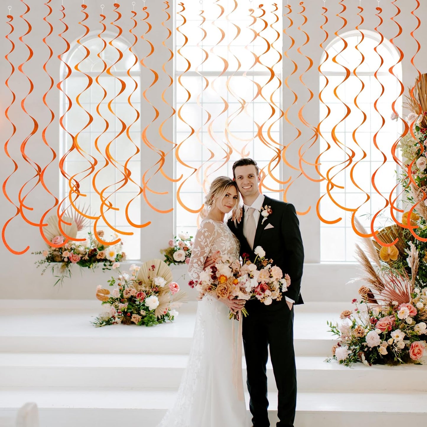 36Pcs Orange Hanging Swirl Decorations Ombre Orange Felt Swirl Streamer Spiral Ceiling Garland for Fall Autumn Harvest Thanksgiving Birthday Wedding Baby Shower Bachelorette Party Supplies