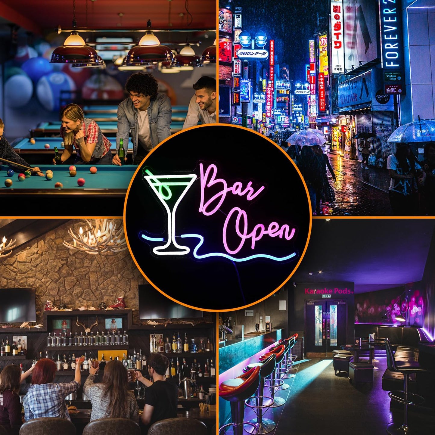 Bar Open Neon Sign Dimmable LED Cocktail Neon Lights Signs for Wall Decor Open Neon Light Bar Sign for Business Pub Store Man Cave Party Club Restaurant Decor