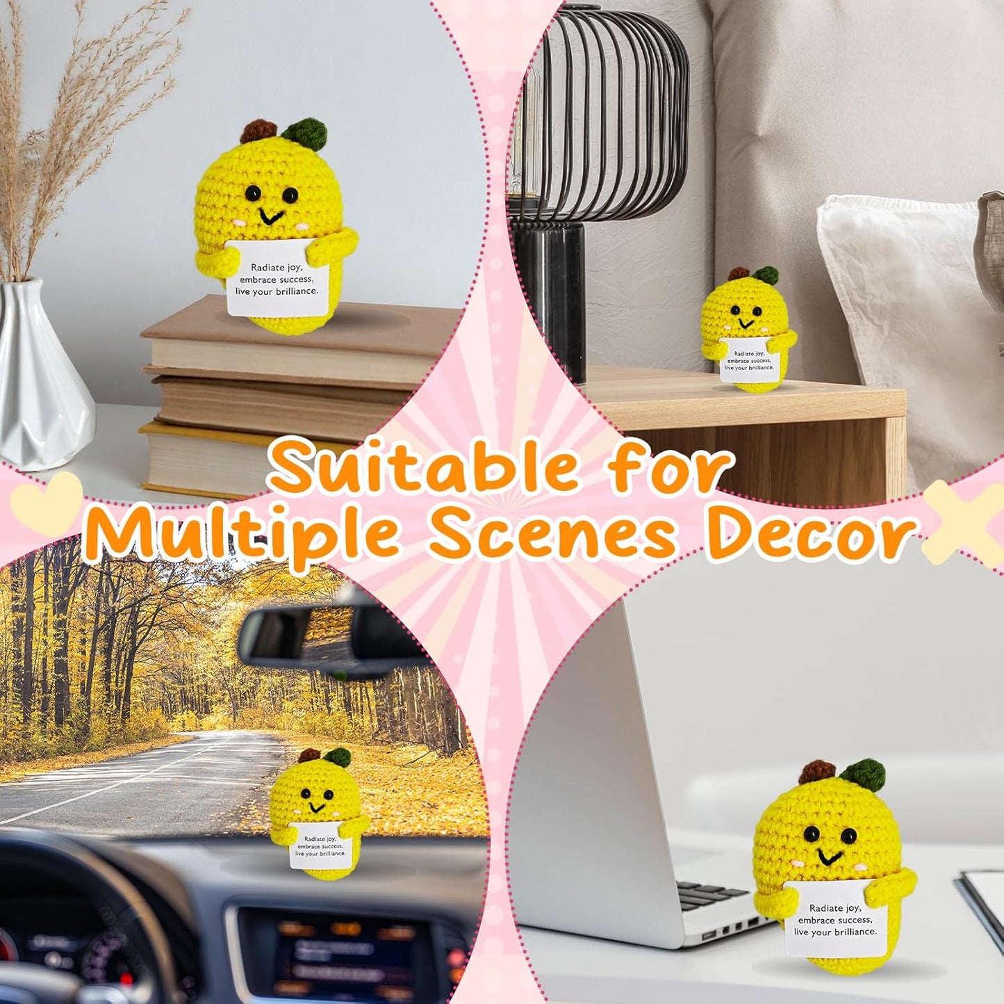 Crochet Emotional Support Mango-Handmade Mental Health Gifts for Friends,Family-Uplifting Gifts for Grandpa,Grandma Mom,Dad,Teens