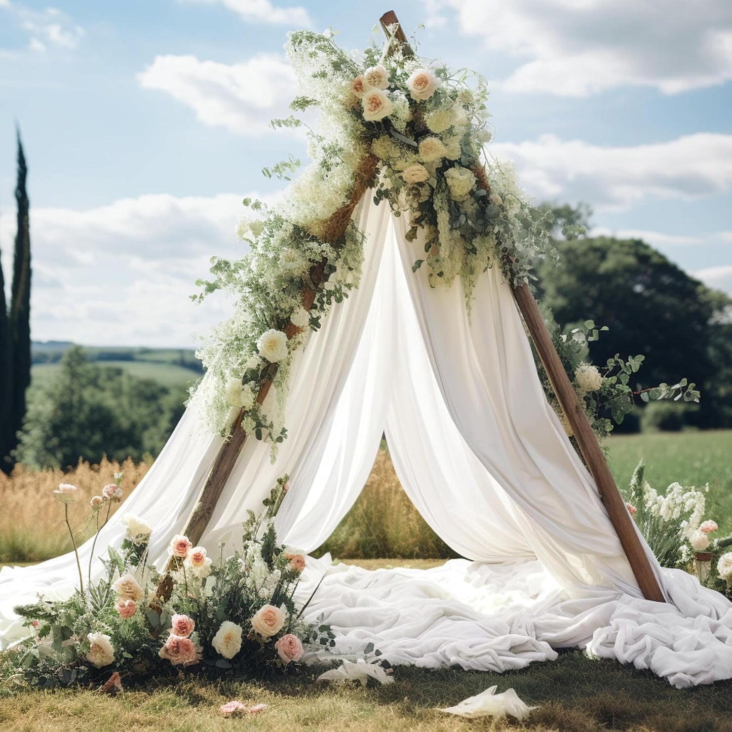 Wedding Arch Draping Fabric 2 Panels 30" X 20FT Sheer Arch Drapes Fabric White Backdrop Curtains for Wedding Arbor Ceremony Birthday Party