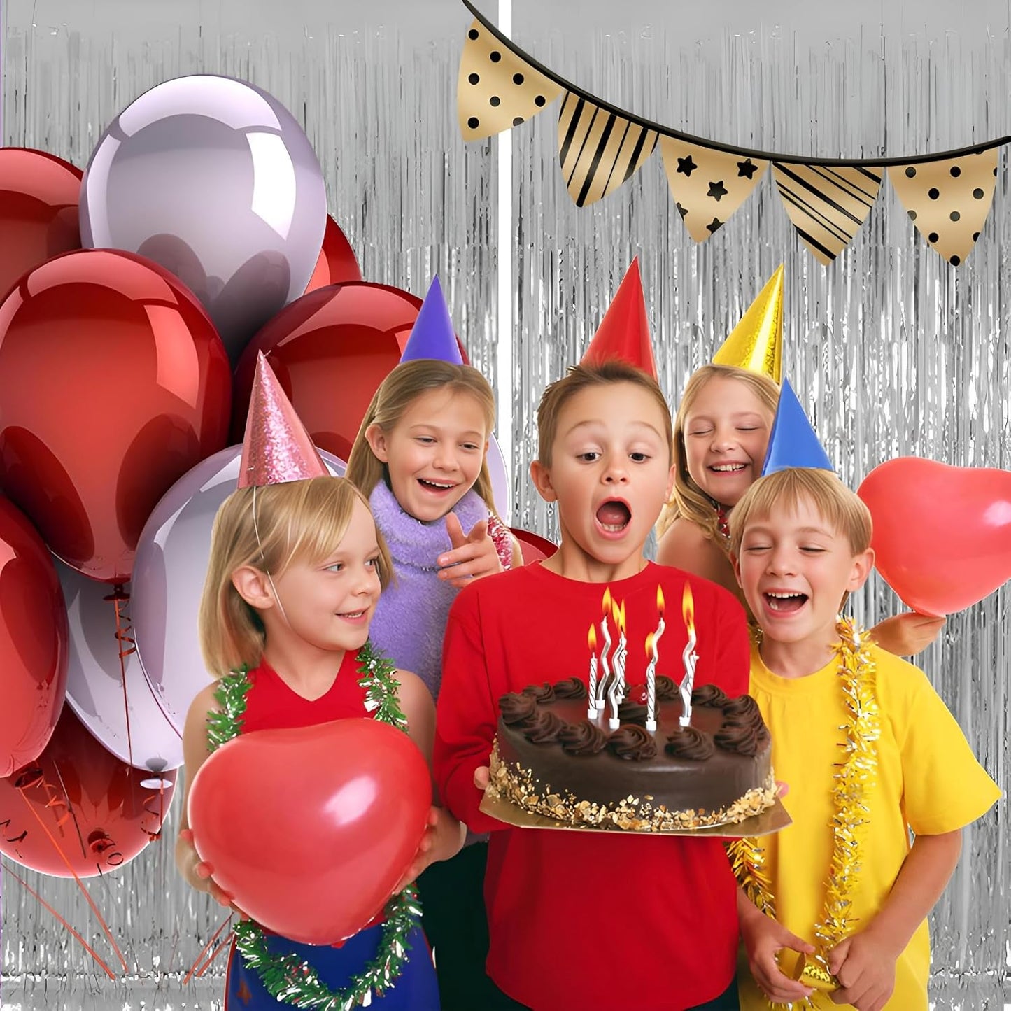 Keyali 2 Pack 3.3 * 8.3 ft Foil Curtain Metallic Tinsel Fringe Curtains Photo Booth Props Backdrop for Birthday Wedding Engagement Baby Shower Christmas Holiday Celebration Partyl,Silvery