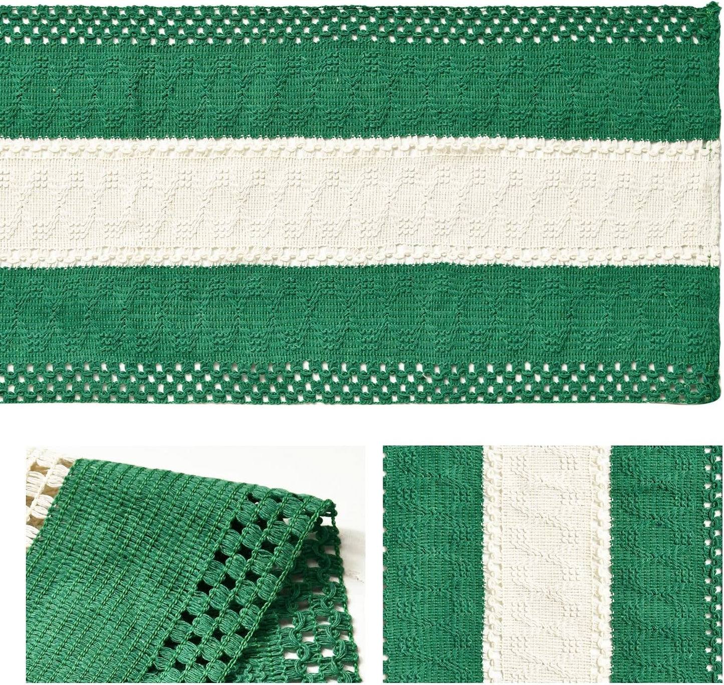 Artoid Mode Dark Green Farmhouse Rustic Table Runner, Seasonal Hollow Kitchen Dining Table Decoration for Home Party Decor 12x90 Inch