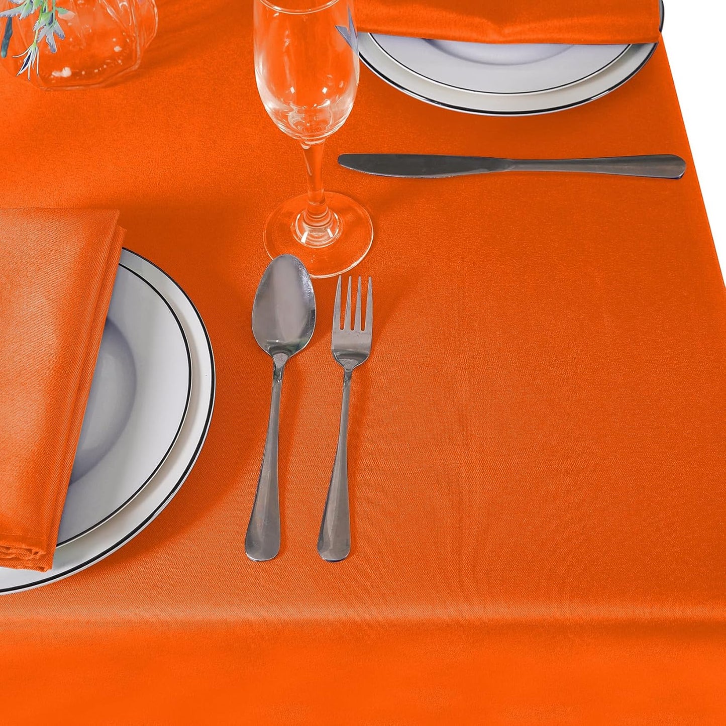 Rectangle Tablecloth 90x156 inch Washable Polyester Fabric Table Cloth for Wedding Party Dining Banquet Decoration(90x156, Orange)