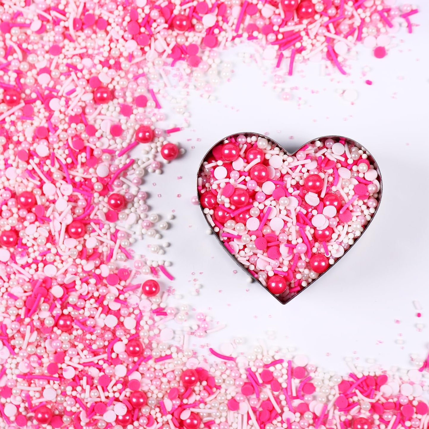 Edible Pink Sprinkles for Cake Decorating, Pink Confetti Sprinkles, Pink Jimmy Sprinkle Mix, Perfect for Baking, Cake, Cupcakes, Macaron, Ice Cream, and Cookies(120g/4.23oz)