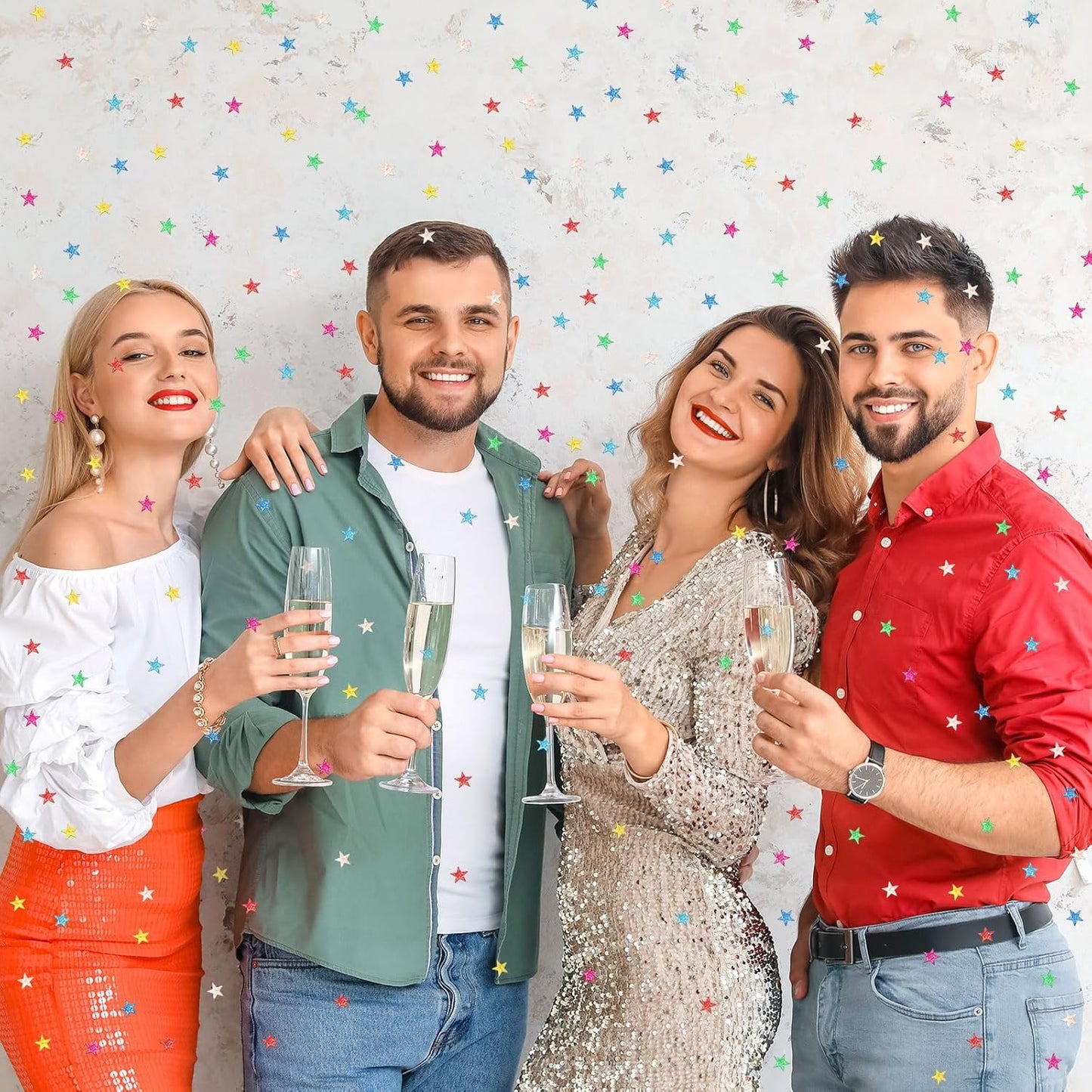 MARFOREVER Rainbow Star Confetti, Glitter Star Confetti Birthday Scatter Table Centerpiece Metallic Sequin Sprinkles Stars for Baby Shower Wedding Christmas Valentine Party Decorations