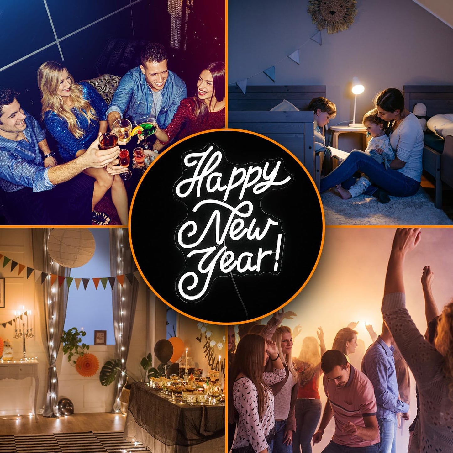 Happy New Year Neon Sign Led Spring Festival Neon Lights for Wall Decor Usb New Year Party Light Up Signs for Home Bedroom Christmas Business Decorations Gifts for Friends