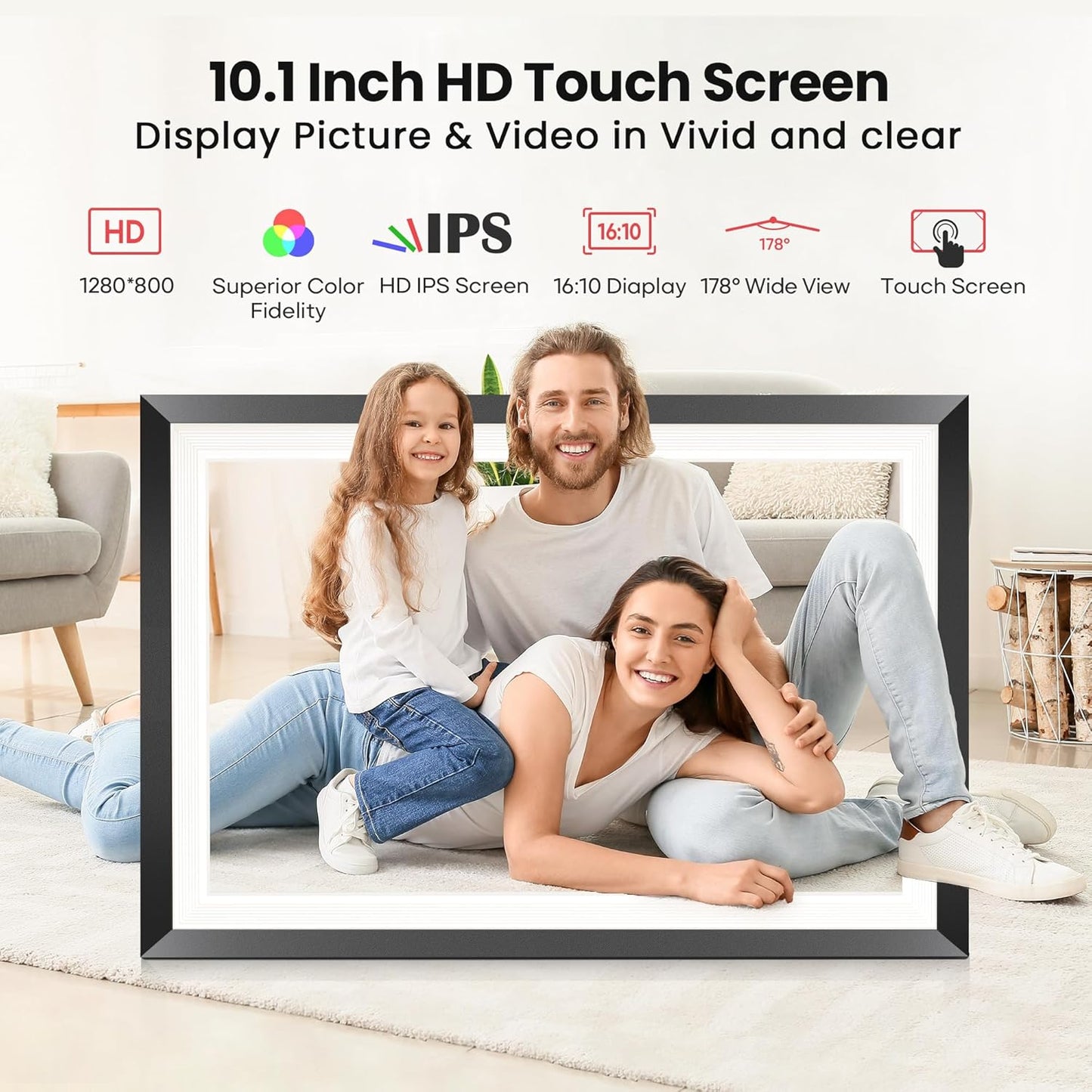 RCA 10.1" WiFi Digital Picture Frame, Electronic Photo Frames 32GB Storage, HD IPS Touch Screen WiFi Frame/Auto Rotate/Wall Mounted, Easy Setup in Uhale App to Share Photo/Video Anytime | (2 Pack)
