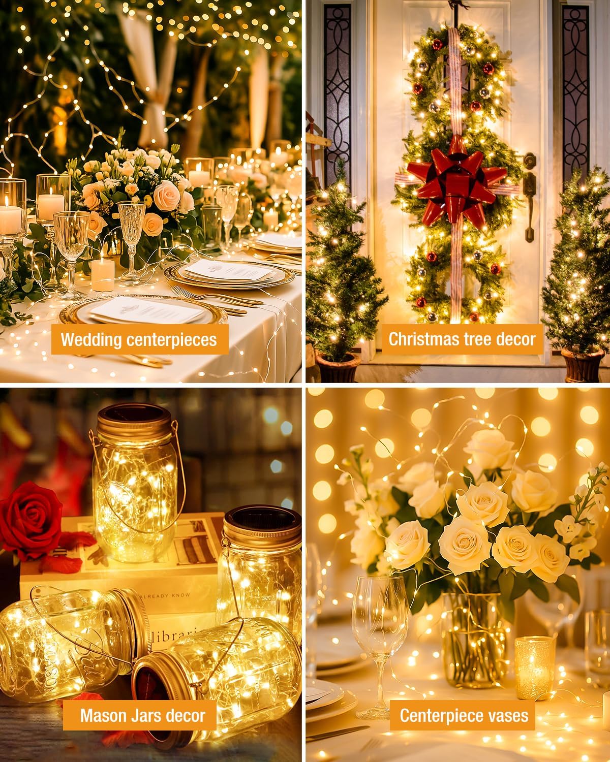 btfarm 100 Pack Fairy Lights Battery Operated, 7FT 20 LED Mini String Lights Waterproof Silver Wire for Mason Jars Centerpiece Table Crafts Bedroom Christmas Decoration, Warm White