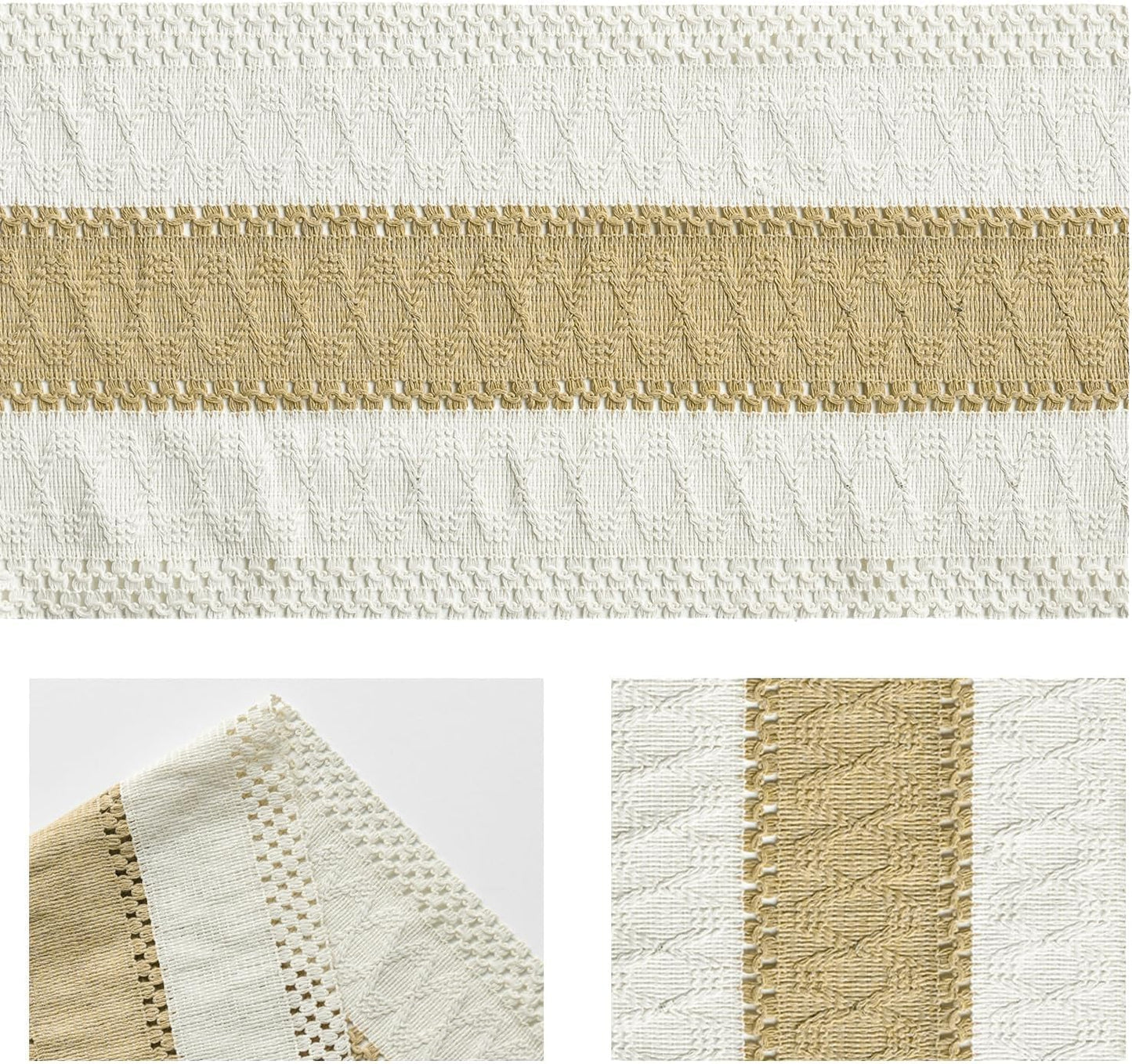 Artoid Mode Burlap Brown Farmhouse Rustic Table Runner, Seasonal Holiday Hollow Kitchen Dining Table Decoration for Home Party Decor 12x120 Inch