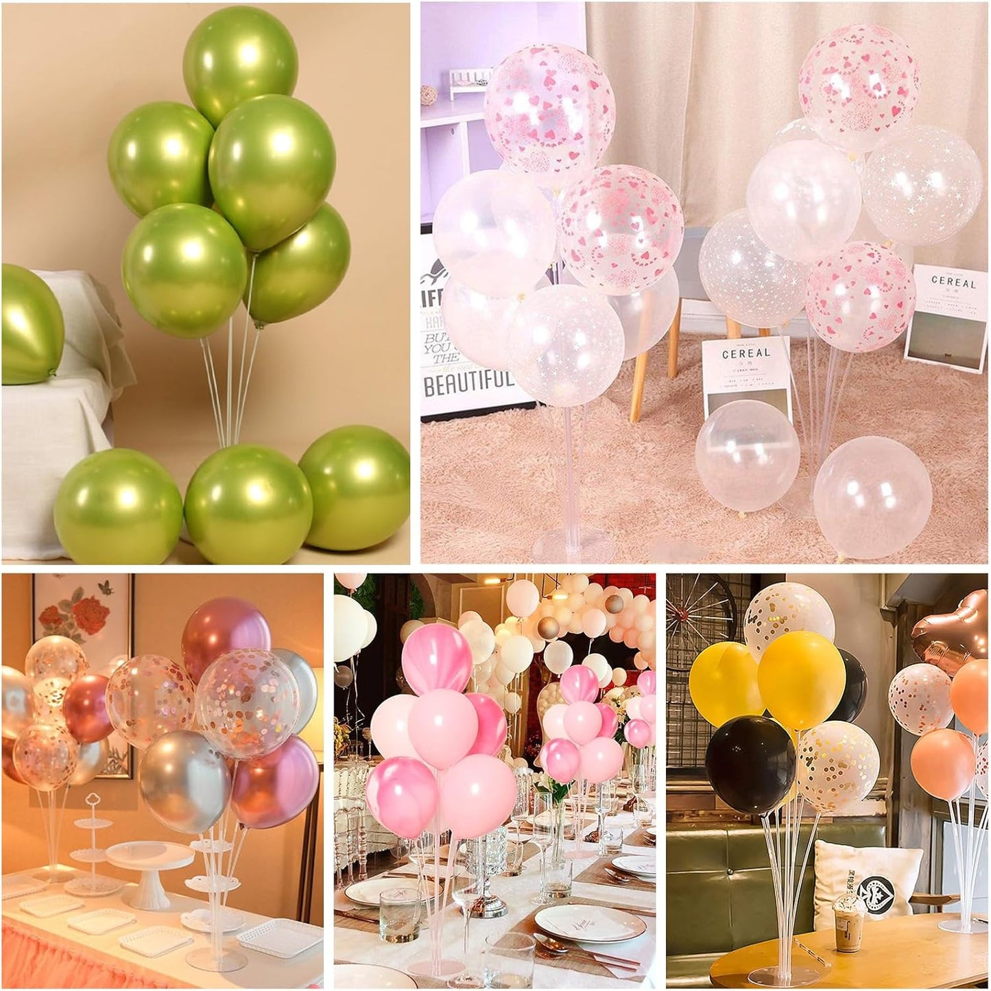 10 Sets Balloon Stand Kit, Reusable Clear Balloon Stands for Table, Balloon Centerpieces for Tables Suitable for Birthday Decorations Party Wedding Graduation Decorations