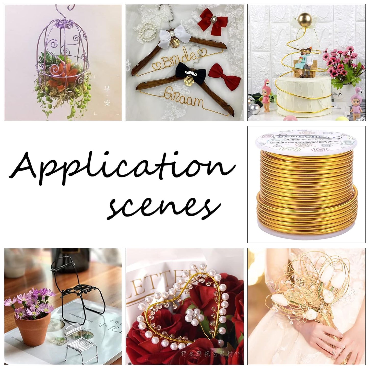 BENECREAT 10 Gauge Jewelry Craft Aluminum Wire 80 Feet Bendable Metal Sculpting Wire for Craft Floral Model Skeleton Making (Gold, 2.5mm)