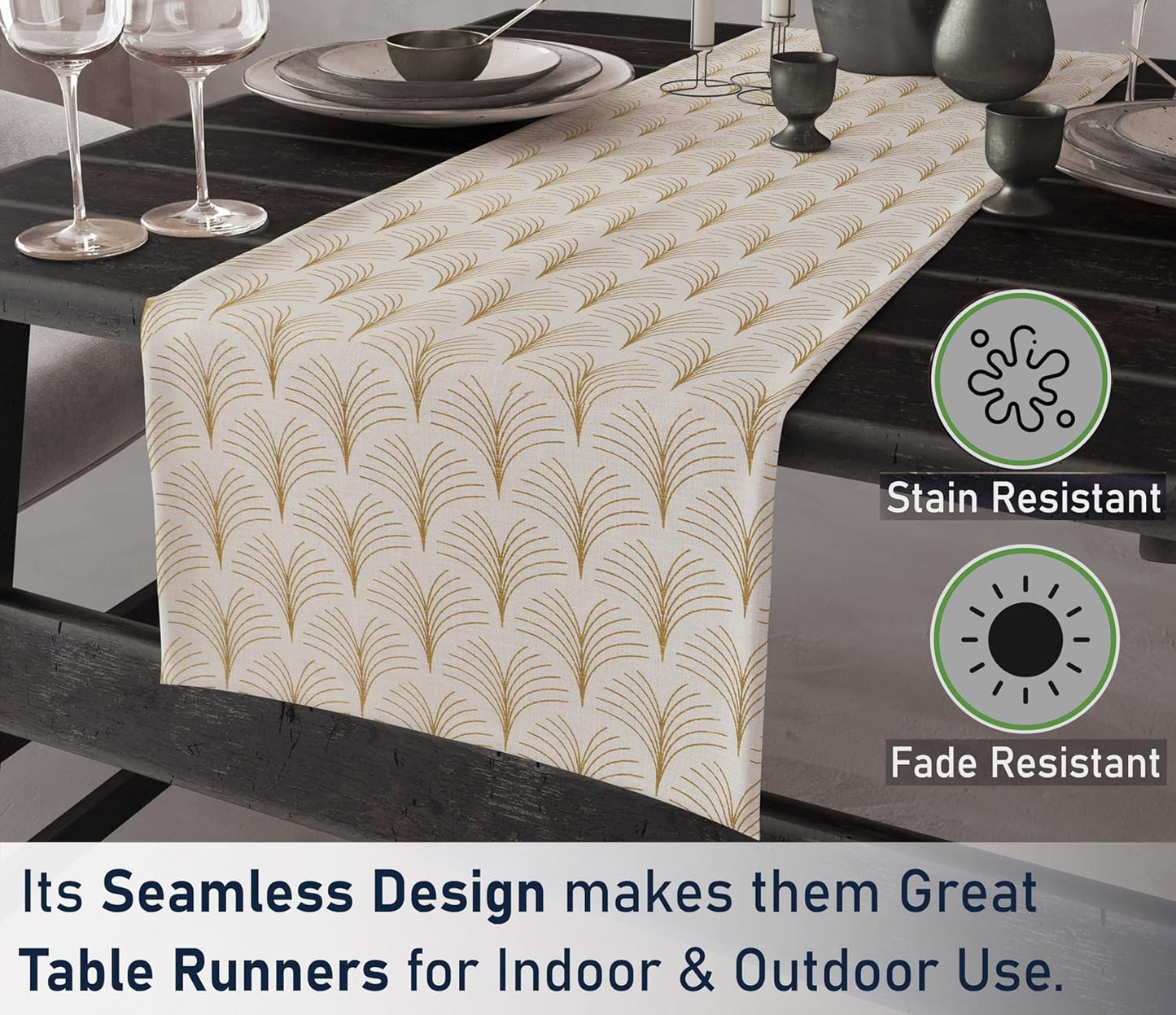 Ruvanti 100% Cotton Table Runner 90 Inches Long, Non-Slip, Stain Resistant, Washable & Reusable Table Runners Perfect for Wedding, Parties, Christmas, Holiday, in-Door use - Luminous