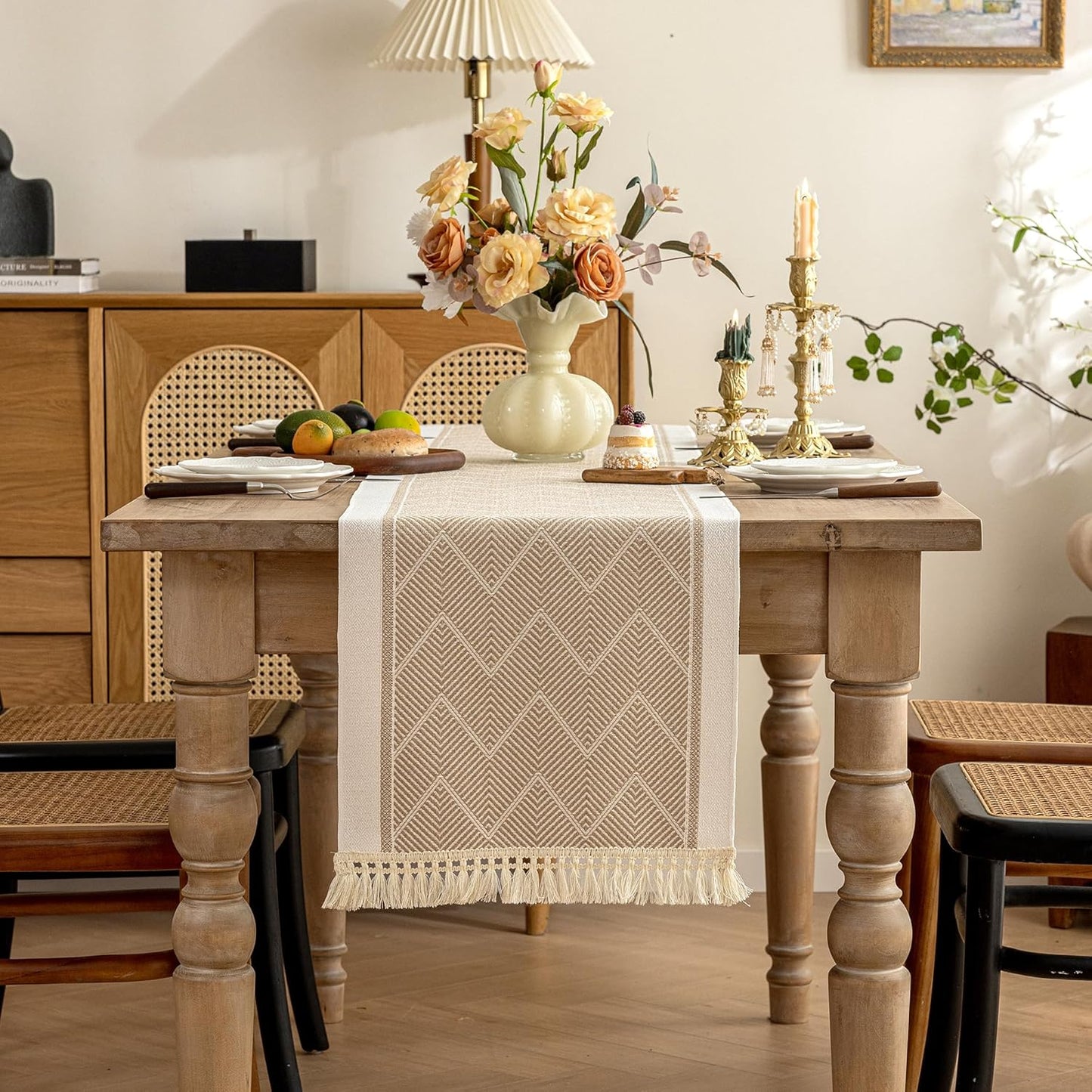 Table Runners 72 Inches Long Waterproof Boho Table Runner with Tassel Fringe,Table Runner for Party Coffee Table