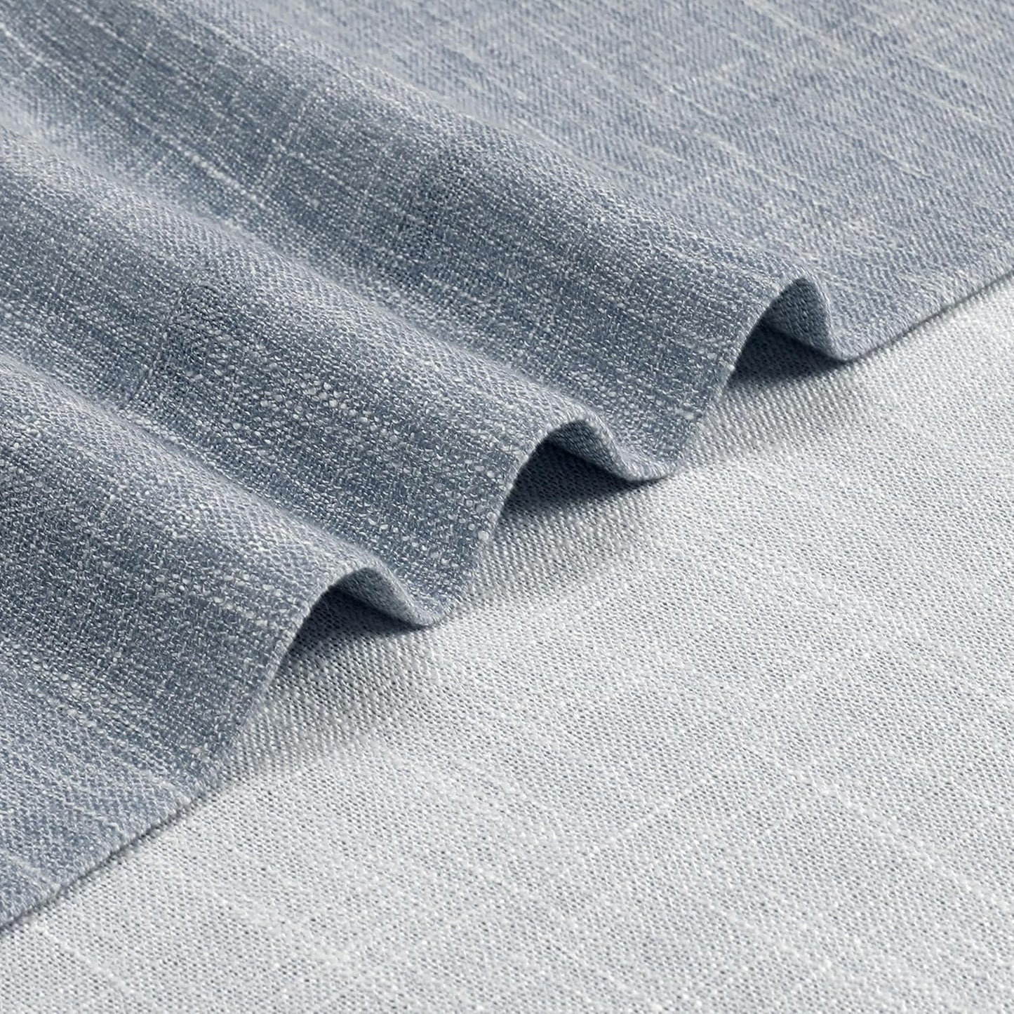 Vision Home Chambray Blue Pinch Pleated Semi Sheer Curtains Textured Light Filtering Window Curtains 95 inch for Living Room Bedroom Rayon Blended Blue Pinch Pleat Drapes with Hooks 2 Panels 40"Wx95"L