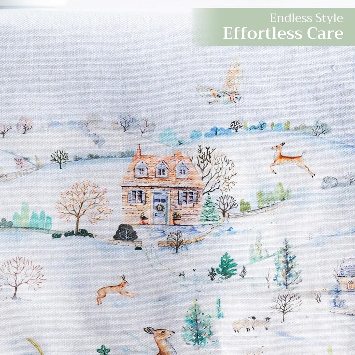 Maison d' Hermine Table Runner 100% Cotton Single Layer Table Runners 108 inches Long for Thanksgiving Christmas Decorations Home Kitchen Dining Party Wedding (Snowy World, 14.5" x 108")