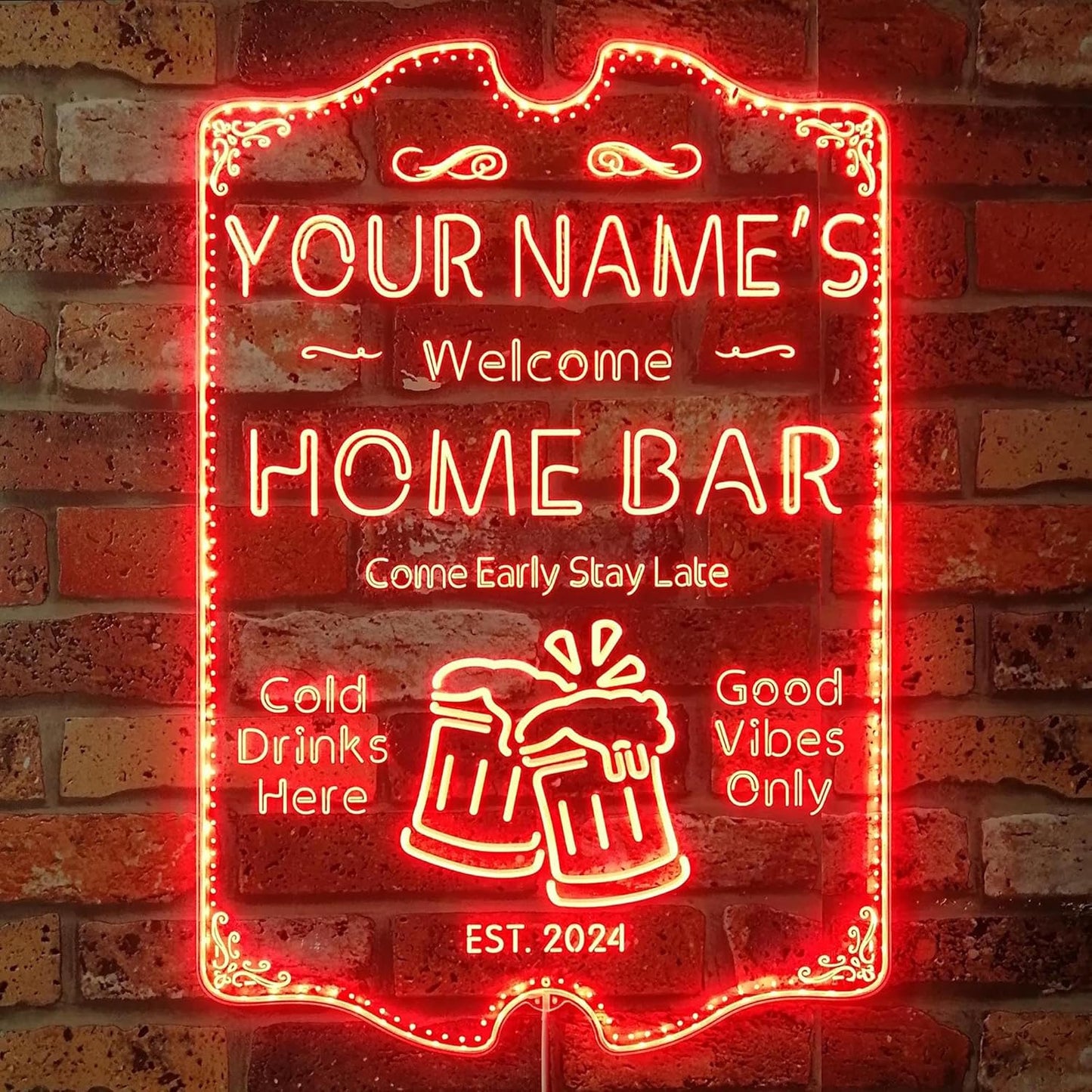 ADVPRO Personalized Your Name Home Bar RGB Dynamic Glam LED Sign - Cut-to-Edge Shape - Smart 3D Decoration - Multicolor Signage st06s43-fnd-p11a-tm-c