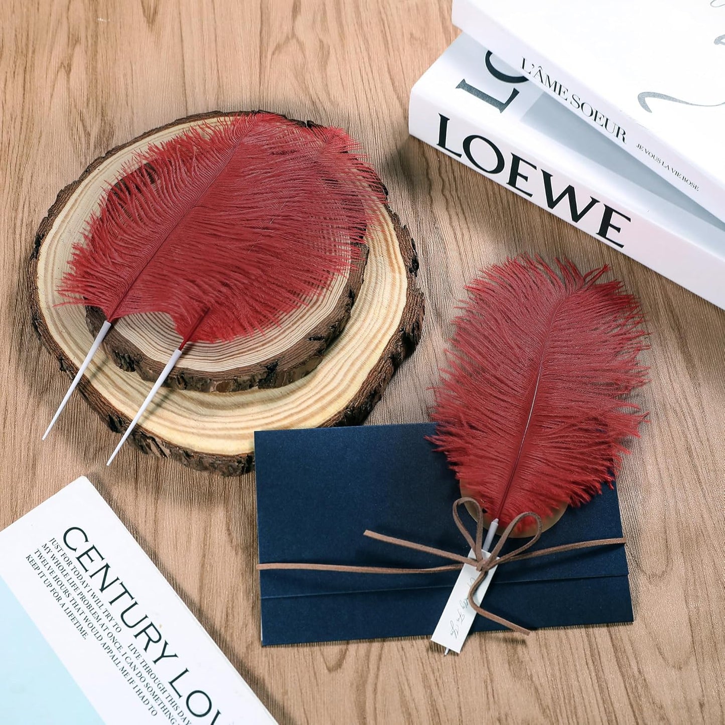 SOGUGOM Red Crafts Ostrich Feathers - 30PCS 6-8 inch Ostrich Feathers Kit for Centerpieces, Kindergarten Crafts, Dream Catchers and DIY Projects(Wine Red)