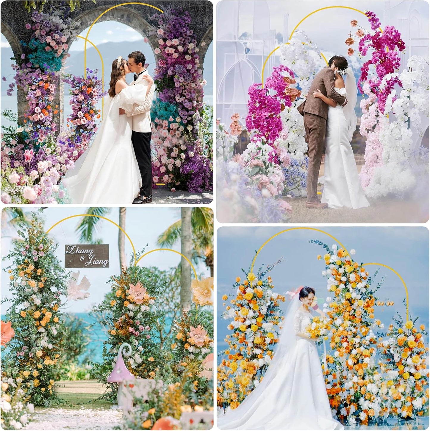 Wokceer Wedding Arch Backdrop Stand 7.2FT, 6FT Gold Metal Arch Stand Set of 2 for Birthday Party Wedding Ceremony Baby Shower Graduation Decoration