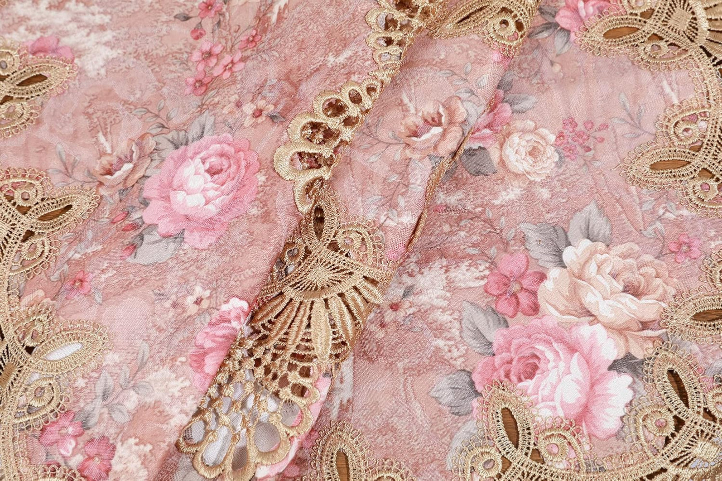 vctops Damask Lace Patchwork Tablecloth Luxury Square Small Table Cover Elegant Floral Embroidered Lace Table Cloth for Party Kitchen Dinning Picnic Decoration (Type D,32"x32")