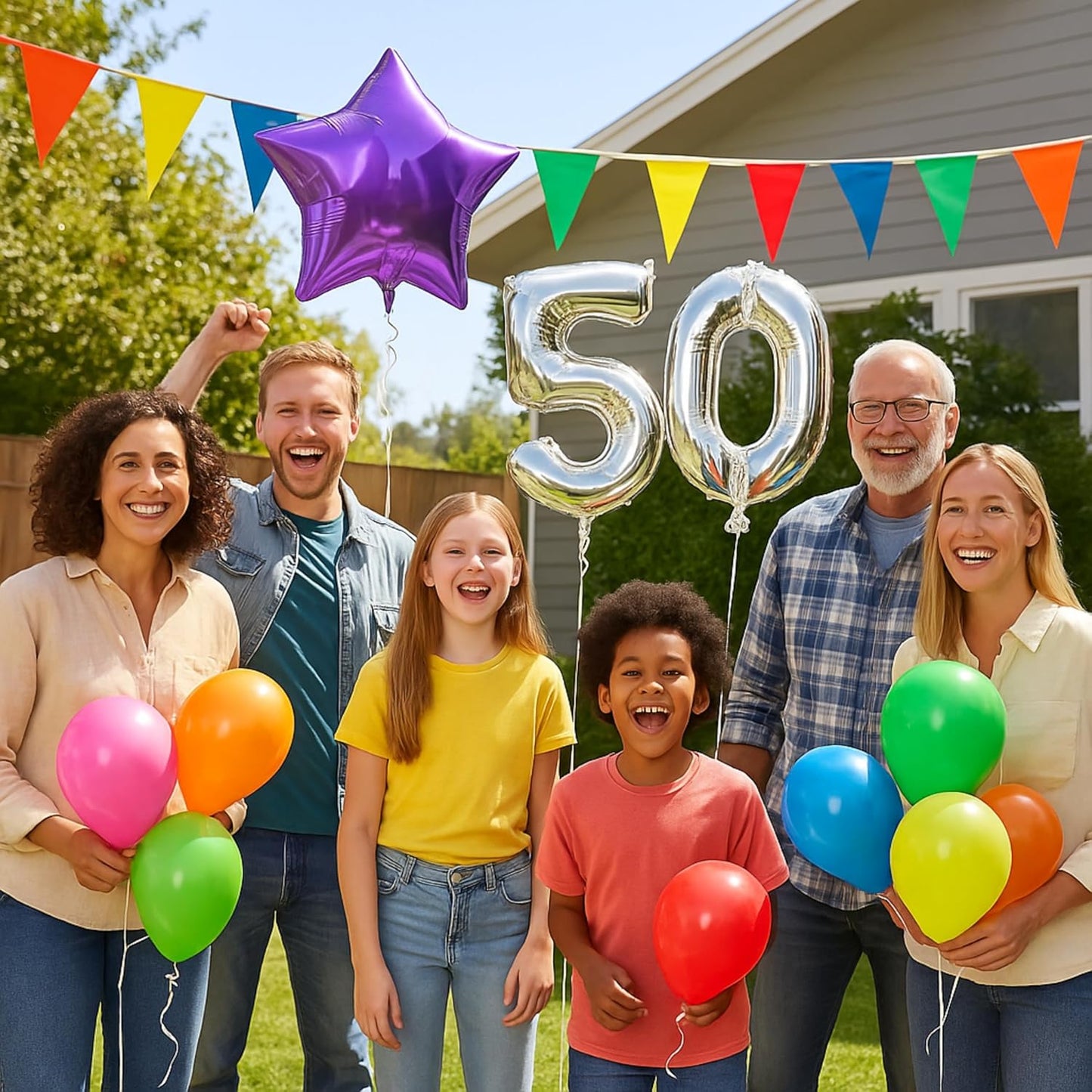 Helium Tank for Balloons At Home, 14.9 Cu Ft Helium Balloon Pump Kit with 50 Assorted Latex Balloons, White Curling Ribbon and Balloon Tie Tool