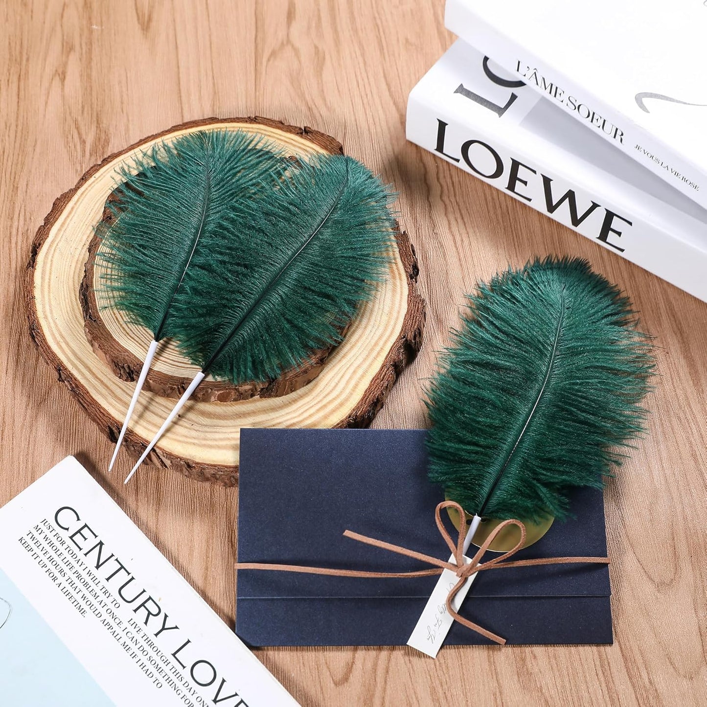 SOGUGOM Green Craft Ostrich Feathers - 30PCS 8-10 inch Ostrich Feathers Kit for Centerpieces, Kindergarten Crafts, Dream Catchers and DIY Projects(Dark Green)