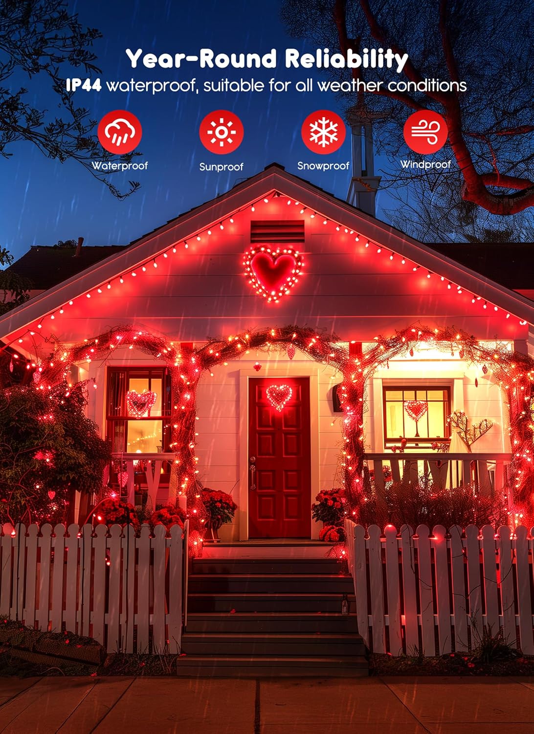 33Ft 100 LED Outdoor String Lights, Red Fairy Lights Battery Operated with Remote, Waterproof Twinkle Lights for Bedroom Dorm Patio Tapestry Backyard Garden Party Indoor Valentine's Day Decoration