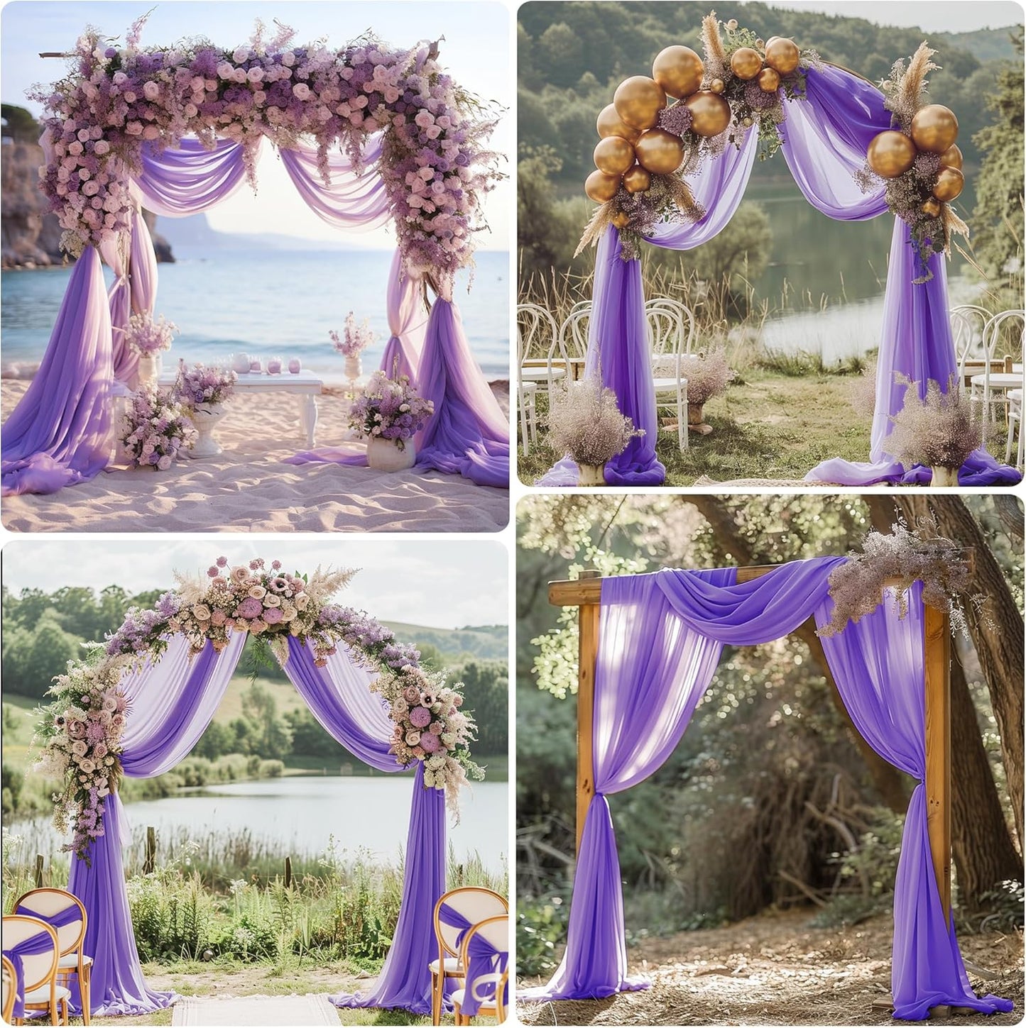 Wedding Arch Draping Fabric 1 Panel 28.7" x 20FT Lavender Purple Sheer Chiffon Backdrop Drapes for Wedding Ceremony Birthday Party Bridal Shower Outdoor Decoration