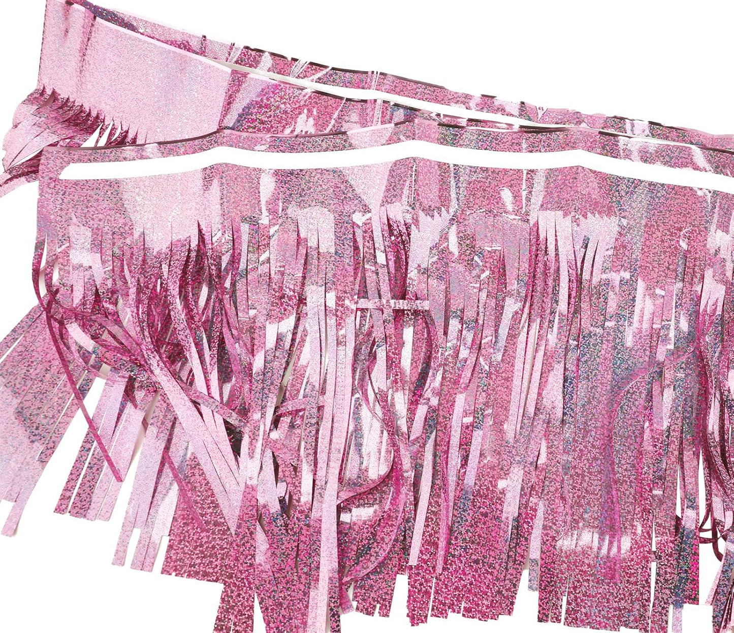 4 Pack Total 40 Feet Foil Fringe Garland Lilac Metallic Wall Hanging Drapes Tassel Skirting Tinsel Streamers for Parade Float Trailer Mardi Gras Party Birthday Wedding (Iridescent Purple)