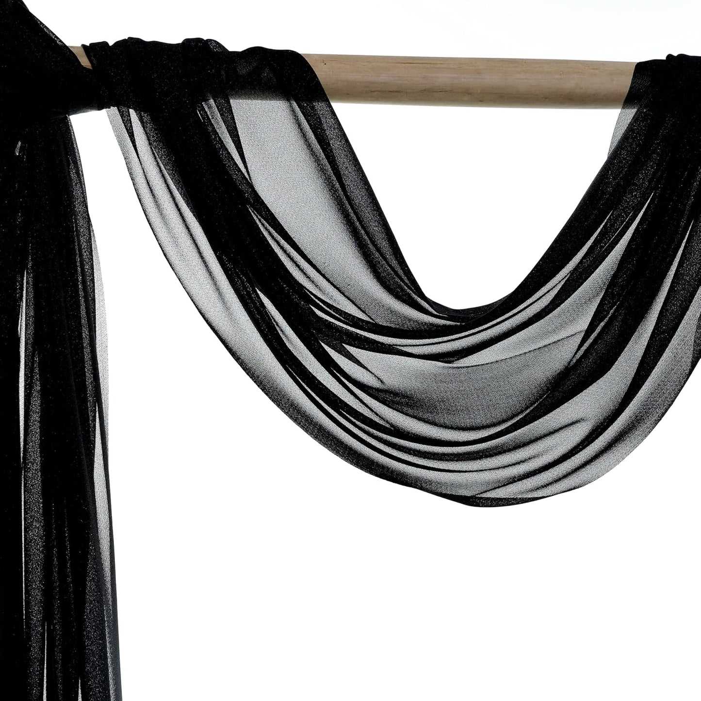 VDS Pack of 1 Panel (30 Inch X 30 Feet) Wedding Arch Draping Fabric Sheer Chiffon Fabric Drapery for Wedding Ceremony Reception Swag Backdrop Canopy Chuppah ARBO Altars Decoration (Black)