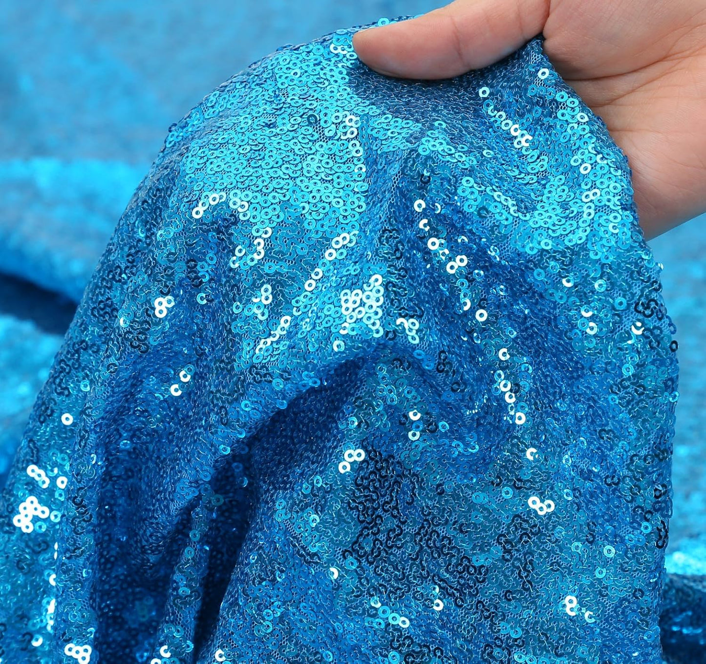 Eternal Beauty Turquoise Sequin Backdrop, 8x8 Ft Glitter Background Curtains for Shimmer Photography Party Wedding Birthday Back Drop Decor