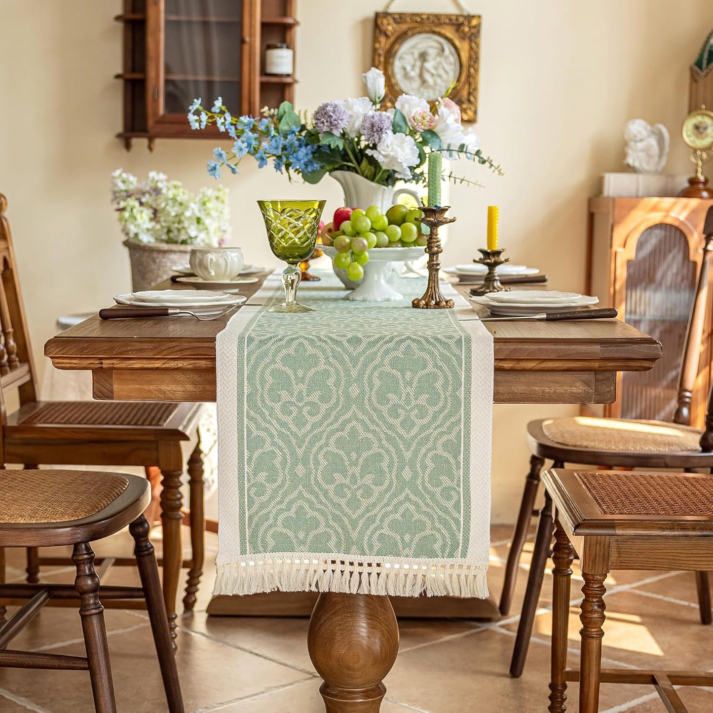 Table Runners 119 Inches,Waterproof Boho Table Runner with Tassel Fringe,Table Runner for Party Coffee Table