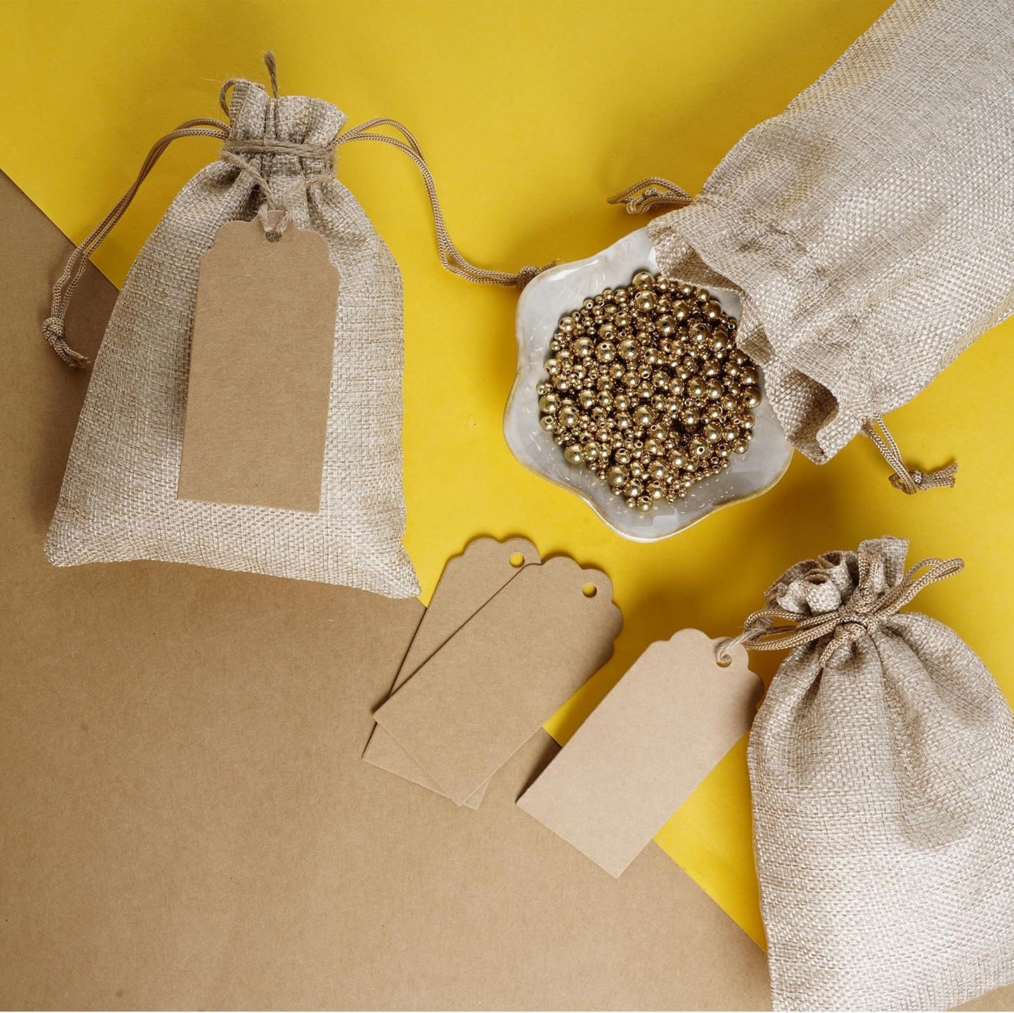 Yymobt 25PCS Burlap Bags with Drawstring, Reusable Burlap Favor Bag 5 x 7’’ Small Party Sacks for DIY Craft, Party, Christmas, Wedding, Festival Presents Bulk Bags