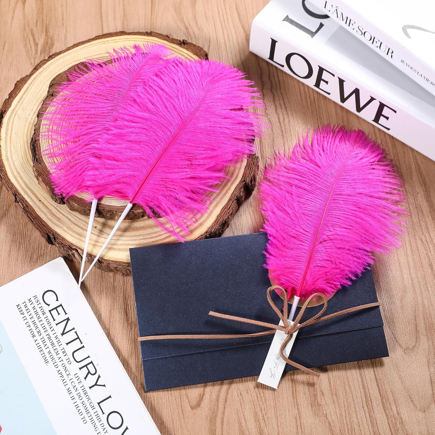 SOGUGOM Fuchisa Craft Ostrich Feathers - 30PCS 6-8 inch Bulk Ostrich Feathers Kit for Centerpieces, Dream Catchers, Hats and DIY Projects(Fuchisa)