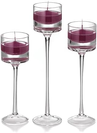 yummi Set of 18 Floating Candles and Monet Stem Holders - Magenta