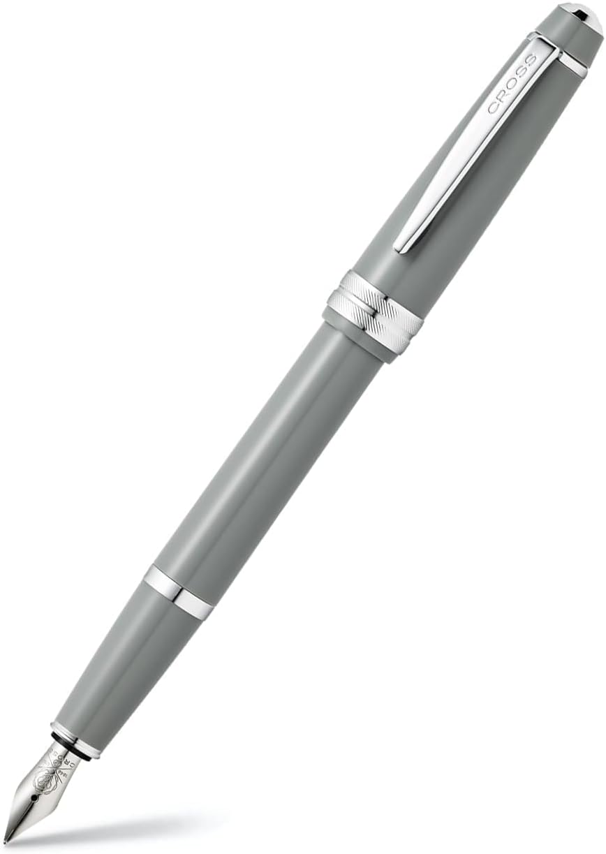 Cross Bailey Light Refillable Fountain Presented in a Everyday Gift Box - Medium Point, Black Ink, Polished Gray