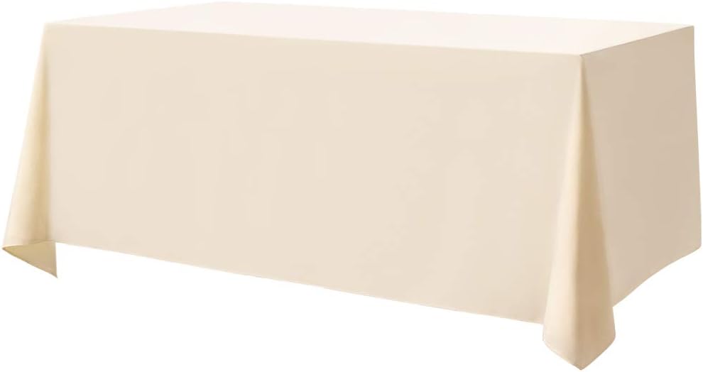 Surmente Beige Tablecloth 90 x 132-inch Rectangular Polyester Table Cloth for Weddings, Banquets, or Restaurants