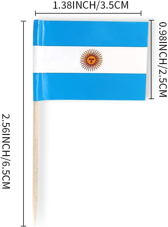 Argentina Flag Argentine Flag, Small Mini Argentina Toothpick Flags for Food, Cupcakes, Cocktails, Appetizers, Bar Party Decorations