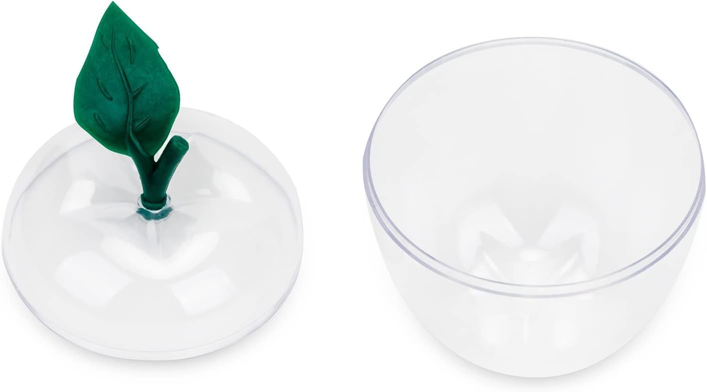 Tevrel Large Clear Apple Container (Pack of 2) – Apple Shaped Plastic Candy Jars for Gifts, Teacher Appreciation, Party Favors, Wedding Decorations, Classroom & Holiday Supplies