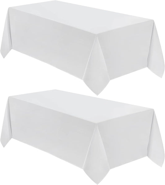 VidaFete 2 Pack 90*132inch Rectangle Tablecloth Polyester Table Cloth，Stain Resistant and Wrinkle Polyester Dining Table Cover for Kitchen Dinning Party Wedding Rectangular Tabletop Decoration(White)
