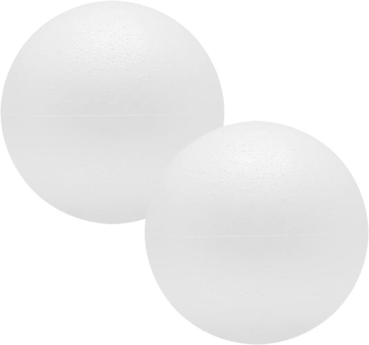 FFchuanhe 2 Pcs Craft Foam Balls 8 Inch, Polystyrene Smooth Round Balls, for Arts and Crafts Supplies School Project, Wedding, Holiday Party. White