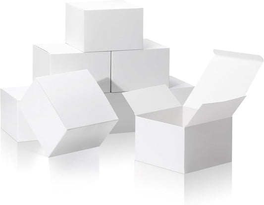 COTOPHER Small Gift Boxes 10 Pack 6x6x4 inches White Gift Boxes with Lids for Gifts, Crafting, Wedding Party Favor, Cupcake Box, Candy, Bridesmaids Proposal Box