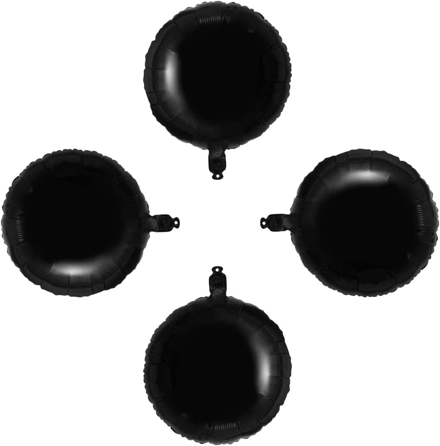 Black Foil Balloon Round Shaped Mylar Helium Balloons Graduation Party Balloons Black and White Themed Party Decorations, 18 Inches, Pack of 20