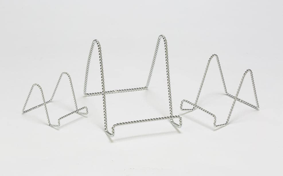 TRIPAR Decorative Twisted Wire Stand, Chrome Display (6 Inch Depth) Tabletop Easel Sleek & Modern Look - Perfect for Books, Plates, Photos & More