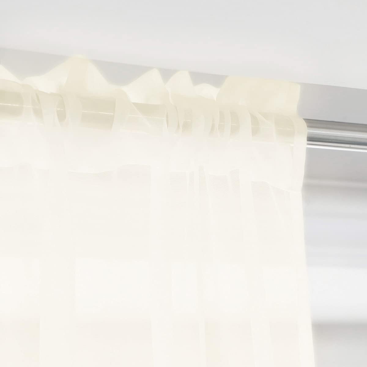 Window Beige Sheer Curtains 60 Inches Width 145 Inches Long 2 Panels Sheer Curtain Clear Curtains Basic Rod Pocket Panel for Home Living Room Bedroom Kids Room Yard Patio Parlor Sliding