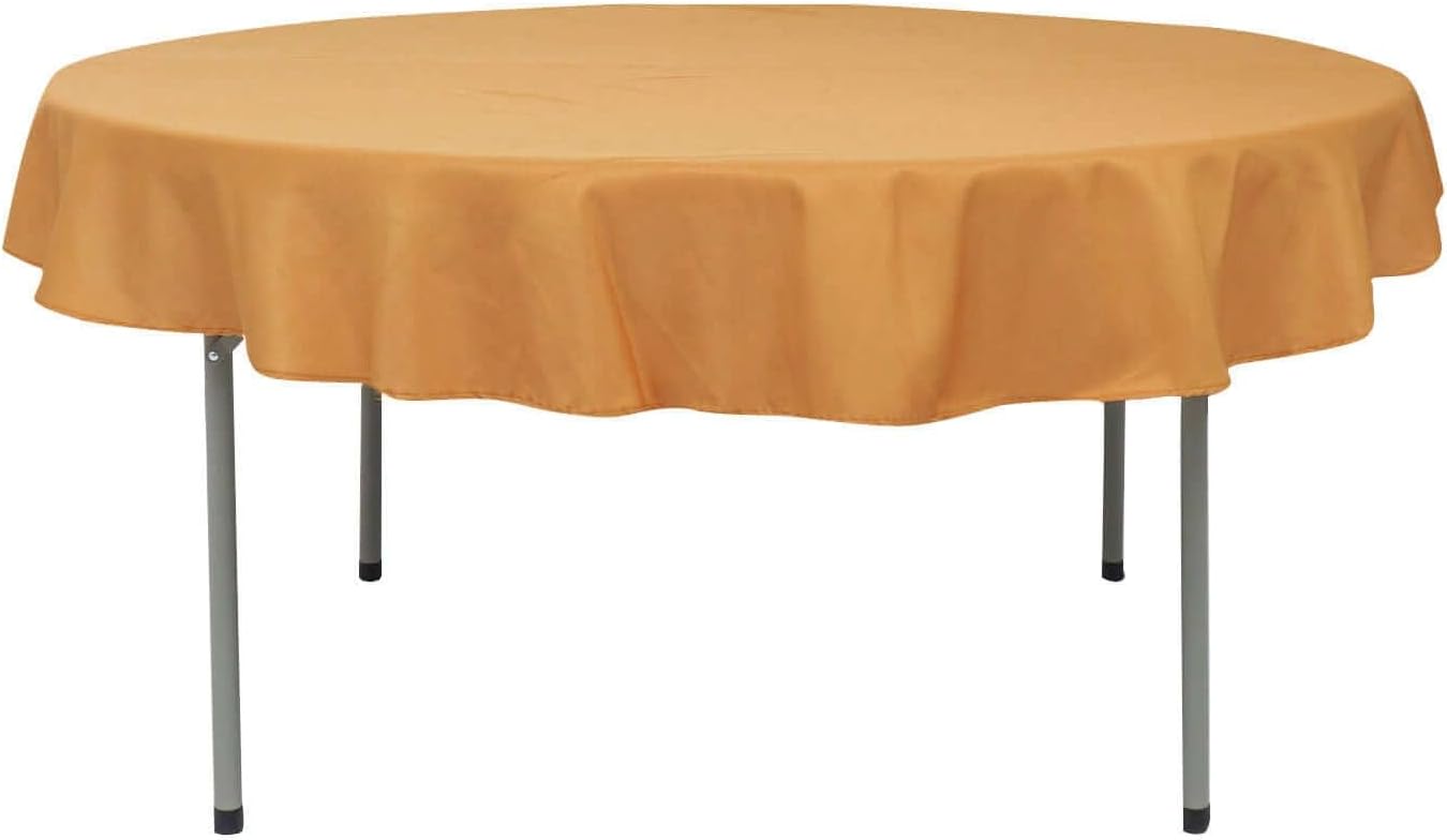 Efavormart Round Tablecloth, 70 Inch Stain & Wrinkle Resistant Washable Table Cloth, Decorative Polyester Fabric Table Cover for Banquet, Wedding, Dining- Gold