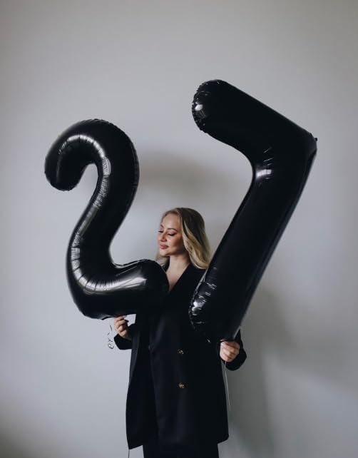 Black Number 17 Birthday Balloon 40 Inch, 17 71 Party Celebration Decorations Supplies, Mylar Foil Numbers Balloons for 17 71 Wedding Anniversary