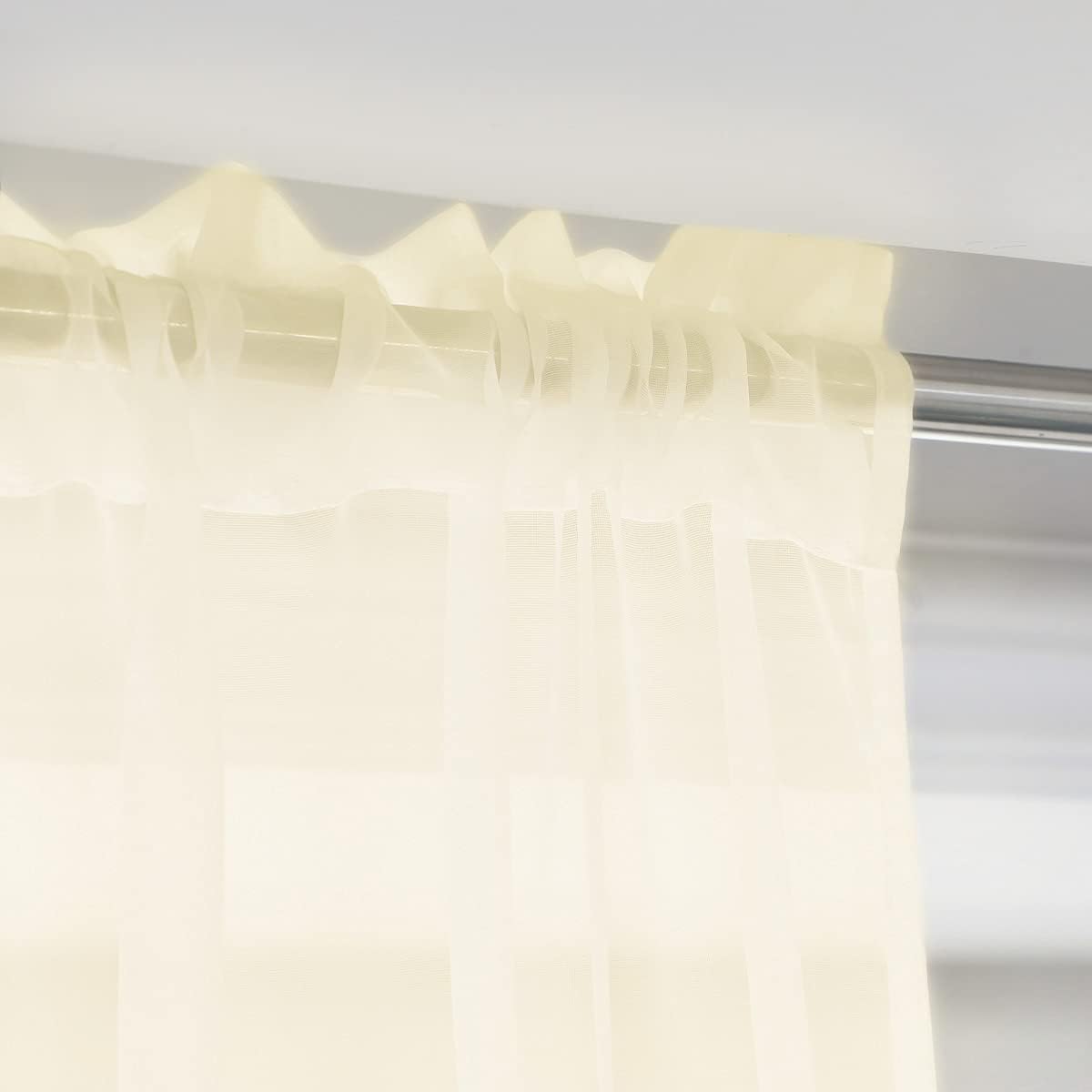 Window Light Yellow Sheer Curtains 108 Inches Long 2 Panels Sheer Curtain Basic Rod Pocket Panel for Bedroom Children Living Room Yard Kitchen
